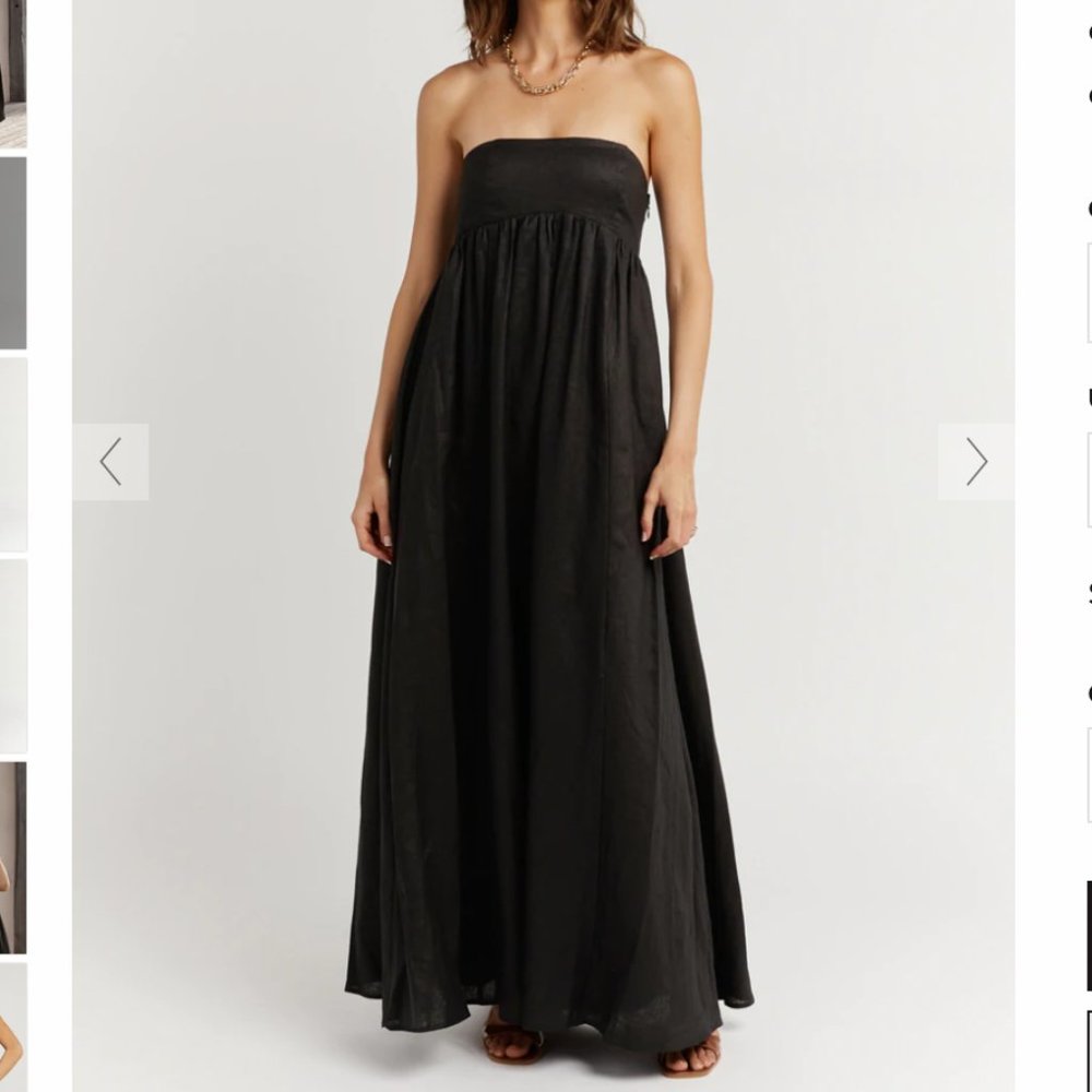 DISSH - GIA BLACK LINEN STRAPLESS DRESS - US 4